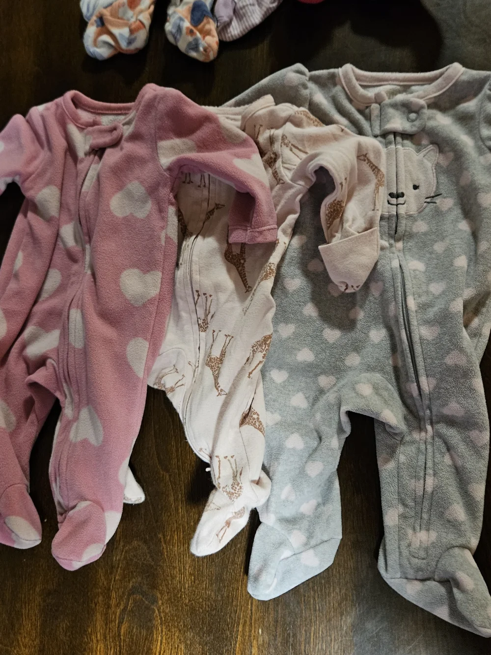 Carter's Mixed Color & Print Baby Footed One-Pieces - Pink, Purple, Gray, Cream